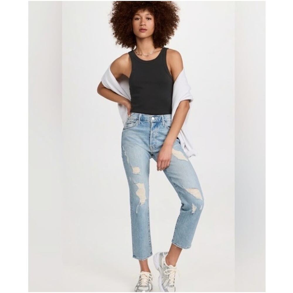 MOTHER The Trickster Ankle Jeans 28 Icy Confession High Rise Button Fly